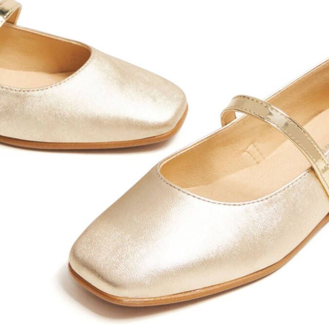 ANDANINES metallic-leather ballerina shoes Gold
