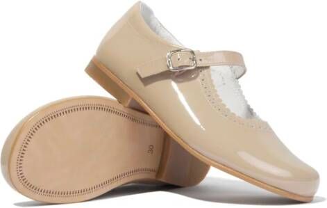 ANDANINES patent-finish leather ballerina shoes Neutrals