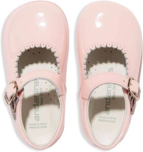 ANDANINES scallop-edge patent ballerina shoes Pink