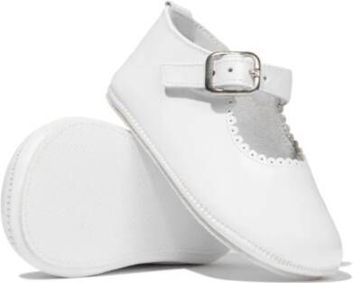 ANDANINES scalloped leather ballerina shoes White