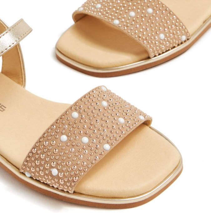 ANDANINES stud-embellished leather sandals Gold