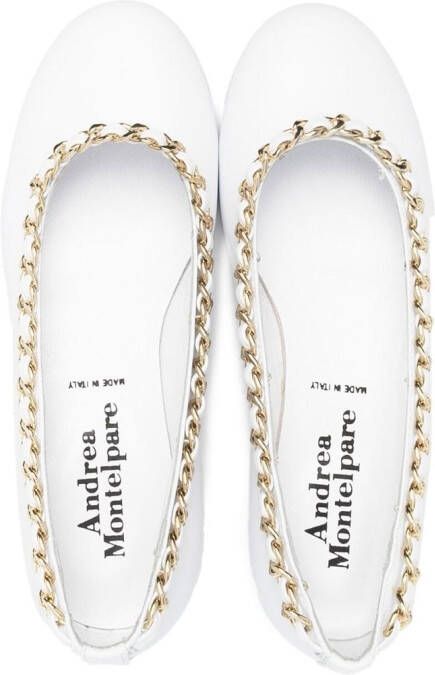 Andrea Montelpare chain-link trim ballerina shoes White