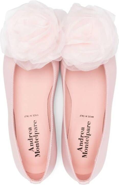 Andrea Montelpare floral-appliqué leather ballerina shoes Pink