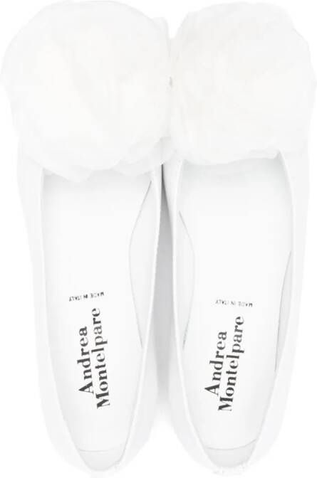 Andrea Montelpare floral-appliqué leather ballerina shoes White