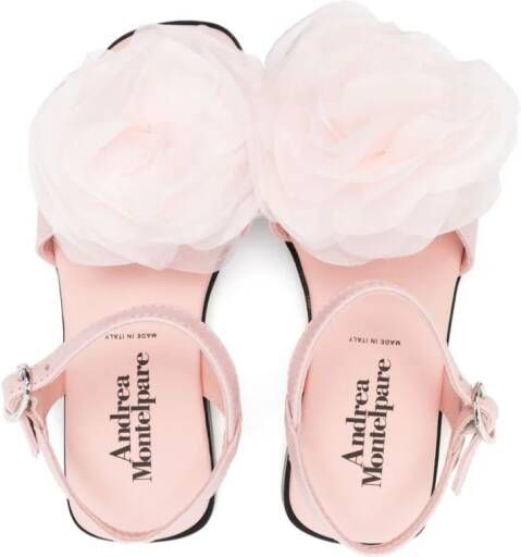 Andrea Montelpare floral-appliqué leather sandals Pink