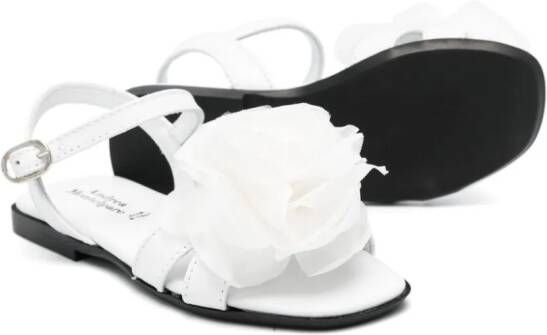 Andrea Montelpare floral-appliqué leather sandlas White