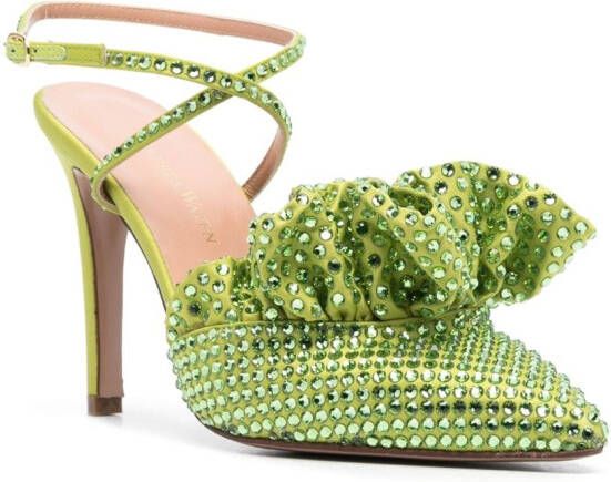 Andrea Wazen Franca 105mm crystal-embellished pumps Green