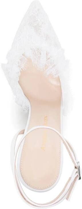 Andrea Wazen Franca 105mm lace pumps White