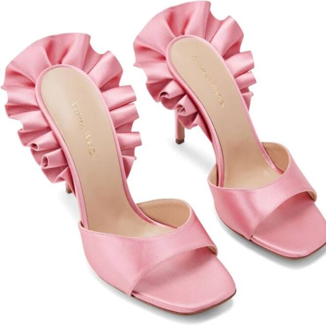 Andrea Wazen Rouches 105mm ruffled mules Pink