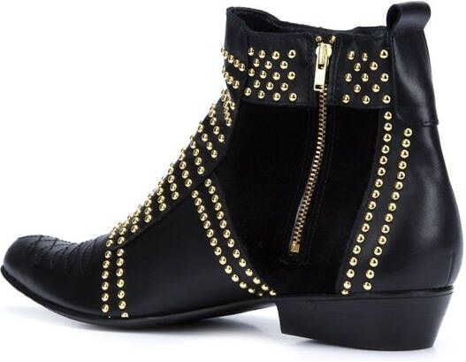 ANINE BING Charlie stud-embellished leather boots Black