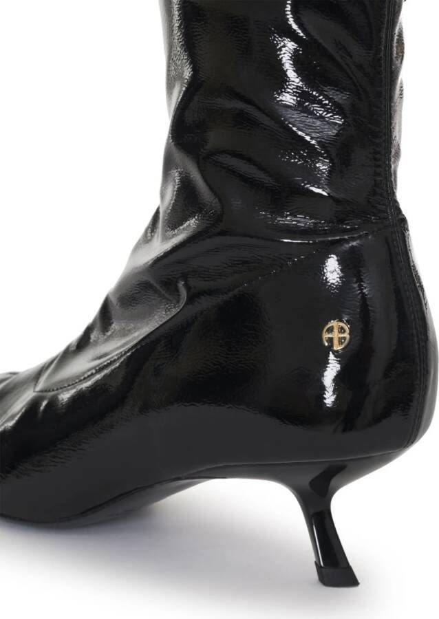ANINE BING Hilda high-shine ankle boots Black