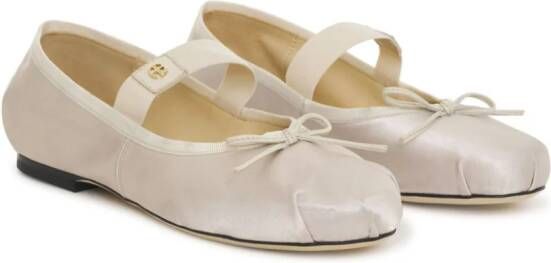 ANINE BING Jolie satin-finish ballerina shoes Neutrals