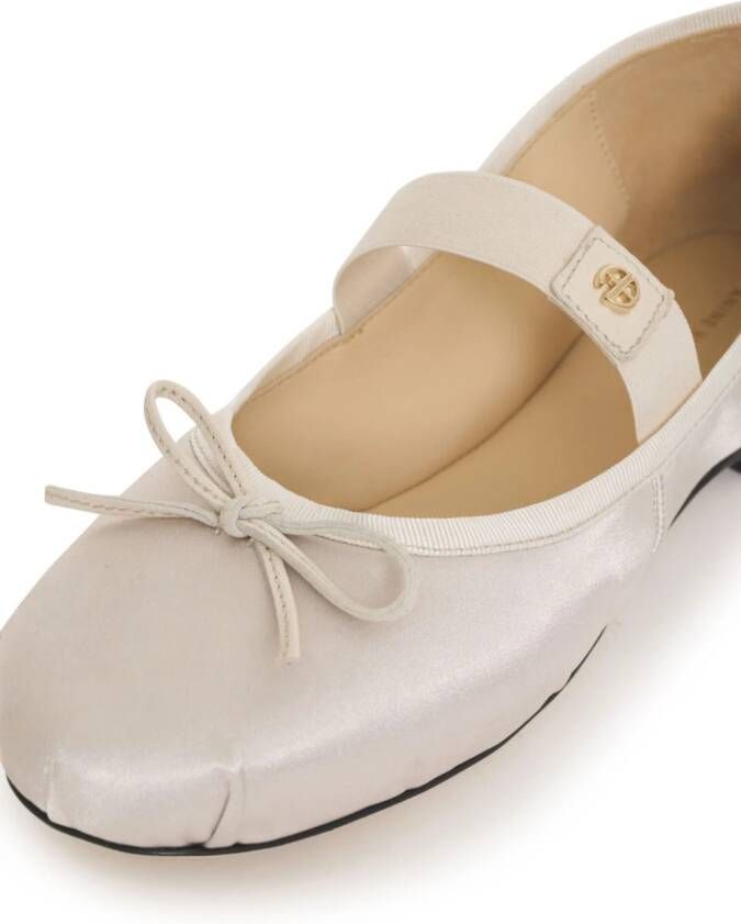 ANINE BING Jolie satin-finish ballerina shoes Neutrals