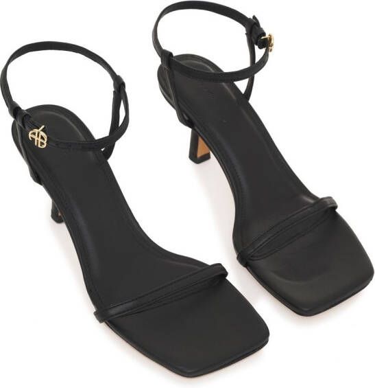 ANINE BING logo-plaque open-toe sandals Black