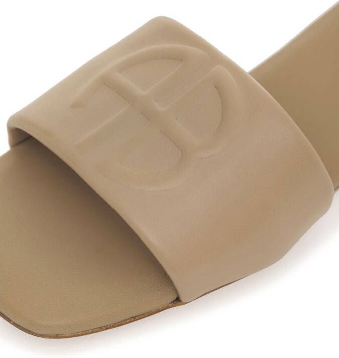 ANINE BING Ria open-toe leather slides Neutrals