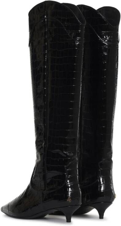 ANINE BING Tall Rae 40mm crocodile-embossed boots Black