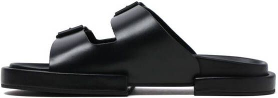 Ann Demeulemeester double-buckle leather slides Black