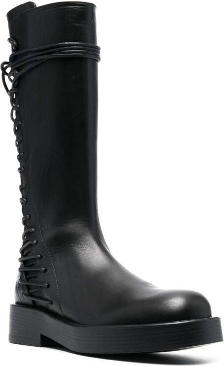 Ann Demeulemeester lace-up leather knee-high boots Black