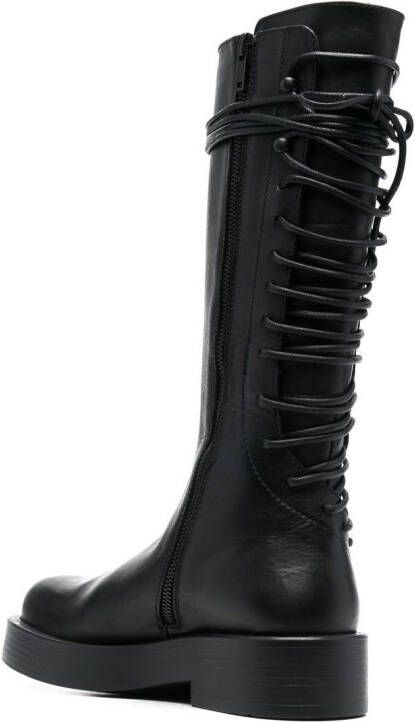 Ann Demeulemeester lace-up leather knee-high boots Black