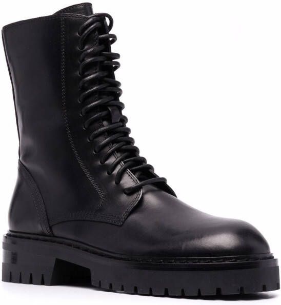 Ann Demeulemeester leather combat boots Black