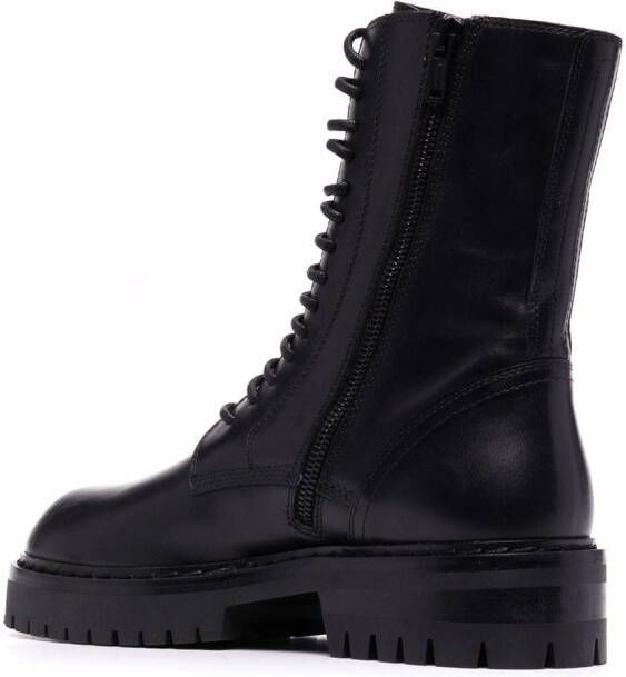 Ann Demeulemeester leather combat boots Black