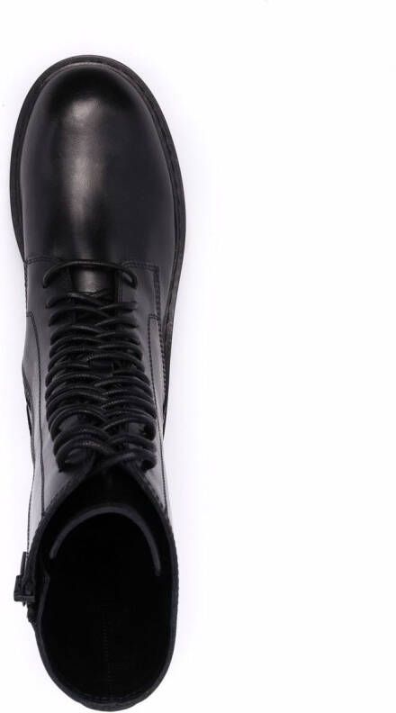 Ann Demeulemeester leather combat boots Black