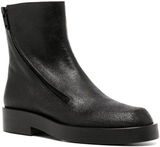 Ann Demeulemeester zip-up leather ankle boots Black