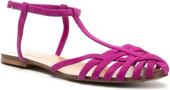 Anna F. 512 caged suede sandals Purple