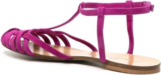 Anna F. 512 caged suede sandals Purple