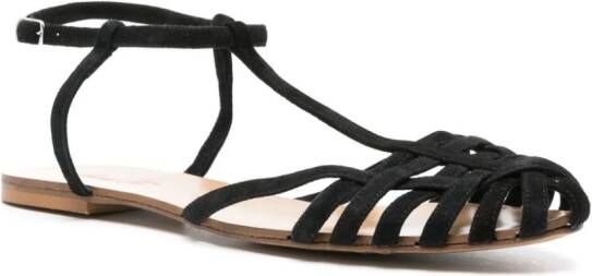 Anna F. caged suede sandals Black