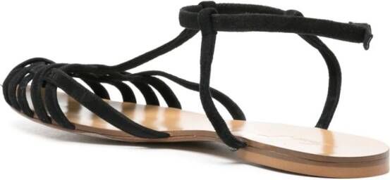 Anna F. caged suede sandals Black