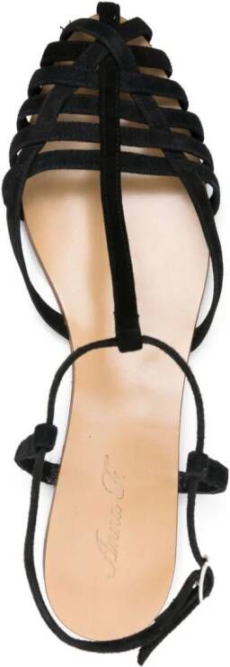 Anna F. caged suede sandals Black