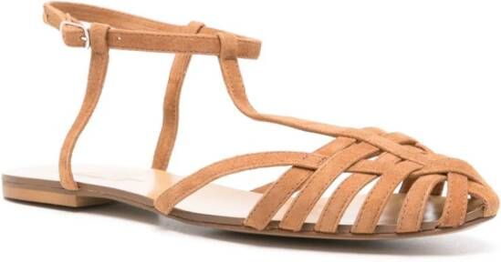 Anna F. caged suede sandals Brown