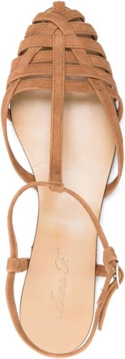 Anna F. caged suede sandals Brown