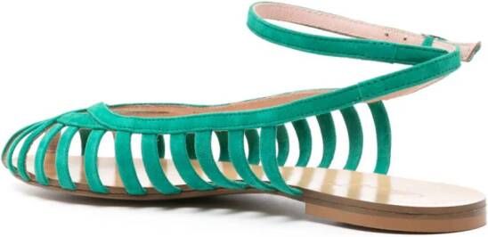 Anna F. caged suede sandals Green
