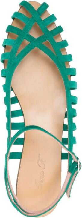 Anna F. caged suede sandals Green