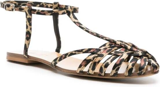 Anna F. leopard-print satin sandals Neutrals