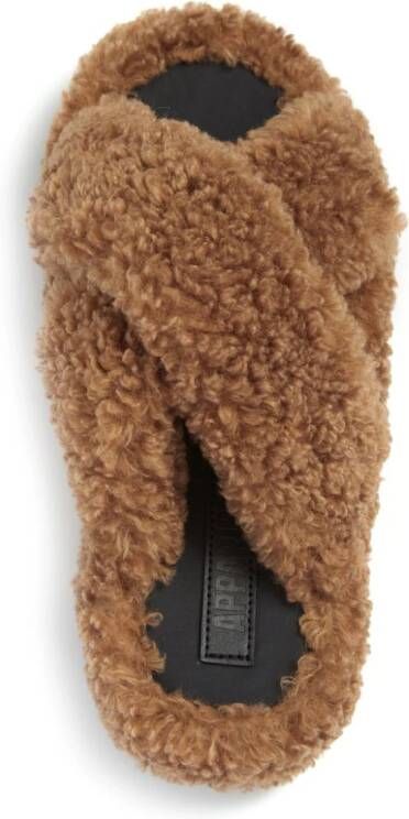 Apparis Biba faux-fur crossover slippers Brown