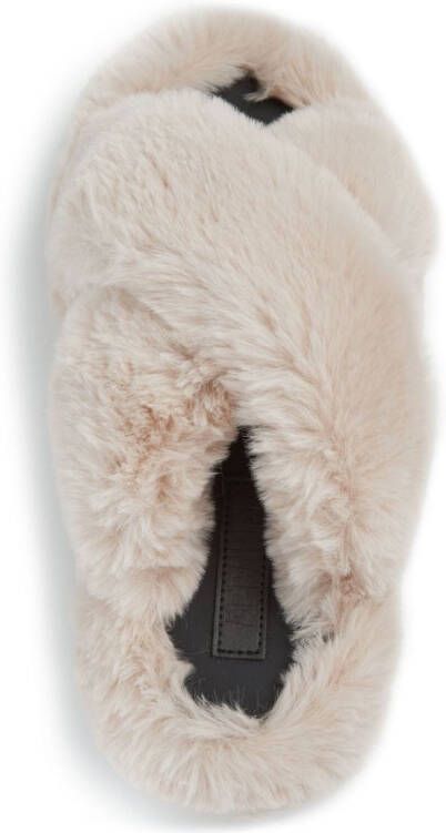 Apparis Biba faux-fur crossover slippers Neutrals