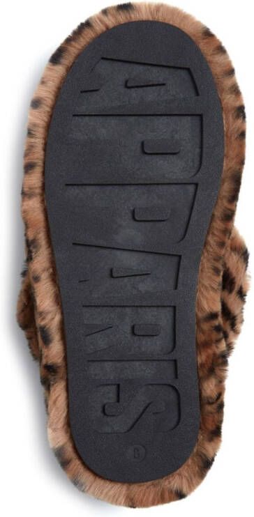 Apparis Biba faux-fur leopard-print crossover slippers Brown