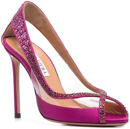 Aquazzura 105mm crystal-embellished pumps Pink