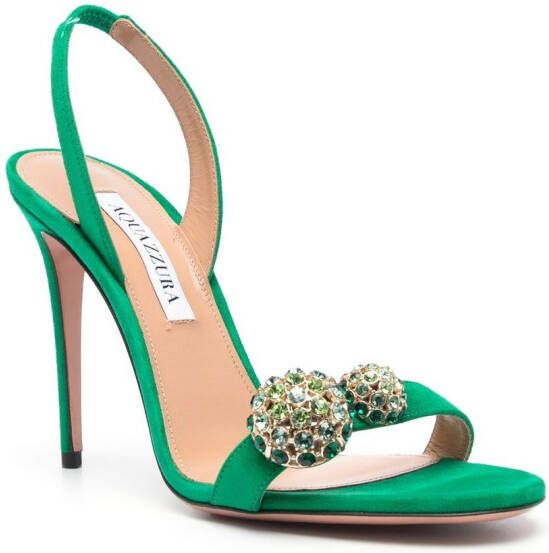 Aquazzura 110mm crystal-ball sandals Green