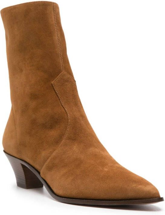 Aquazzura 50mm pointed-toe leather boots Brown