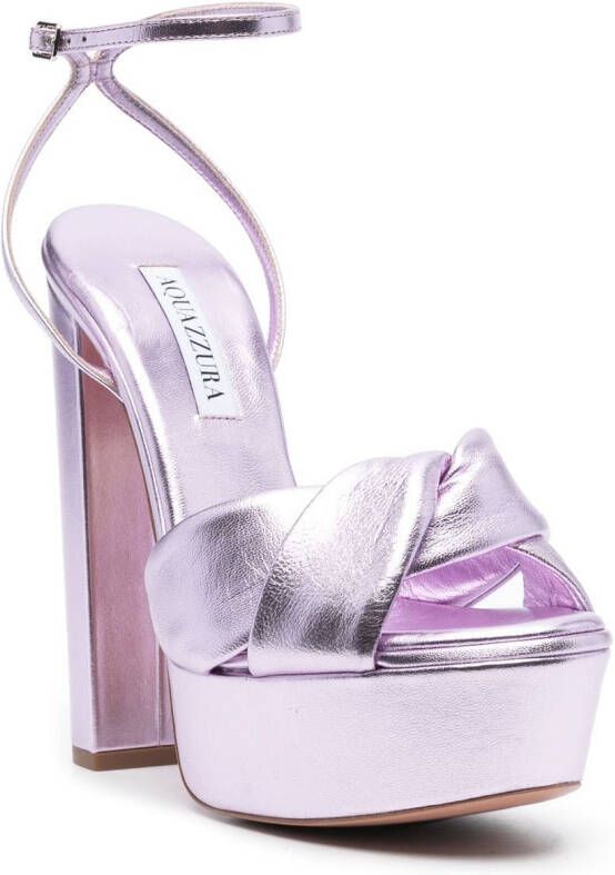 Aquazzura 60mm metallic platform sandals Purple