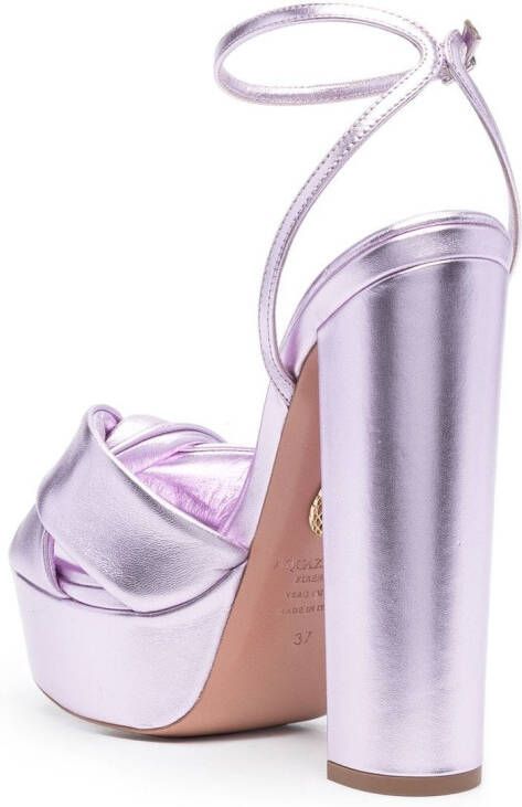 Aquazzura 60mm metallic platform sandals Purple