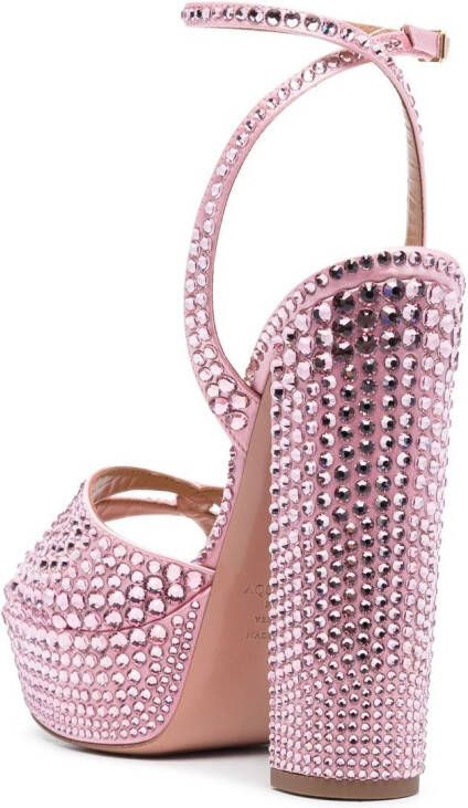 Aquazzura 65mm crystal-embellished platform sandals Pink