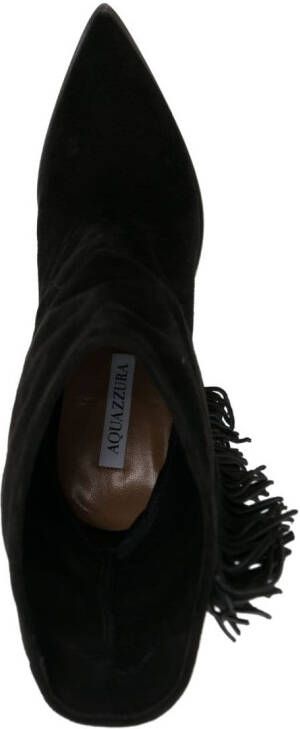 Aquazzura 75mm fringe-detail ankle boots Black