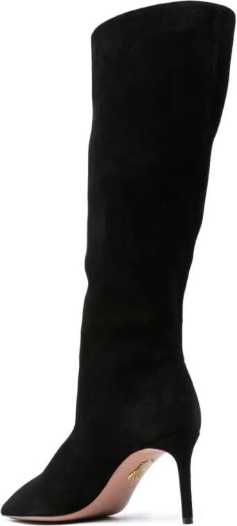 Aquazzura 80mm pointed-toe suede boots Black