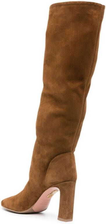 Aquazzura 87mm knee-high suede boots Brown