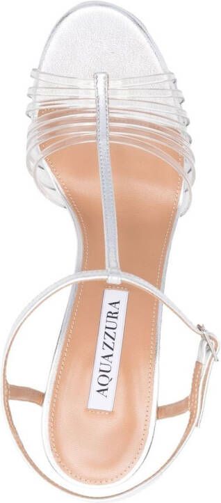 Aquazzura Amore Mio 120mm leather sandals Silver